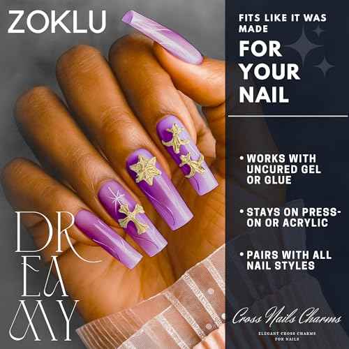 Gold Cross Nail Charms ? 100 Pcs Set Gold Nail Charms and Gems in Acrylic & Metal Alloy, Durable 3D Cross Shapes for Trendy & Artistic Designs ? Easy-to-Apply Accessories for Eye-Catching Manicures