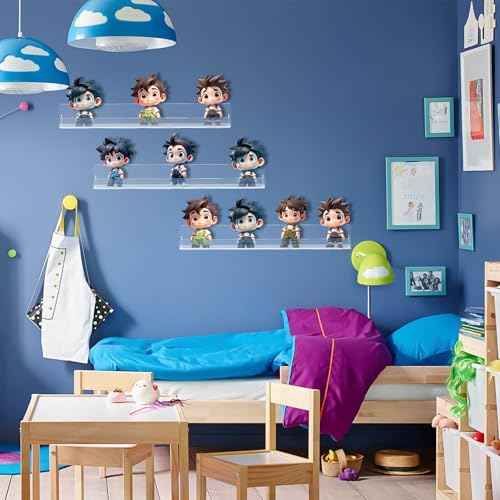 Nail Polish Shelf Wall Acrylic Clear 15 Inch Rack Sunglass Organizer Multi-Purpose Floating Shelves for Beauty Salons Retailer Dressing Room (6 PCs)