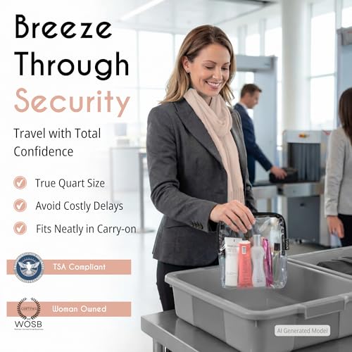 BORSALI TSA Approved Clear Quart Toiletry Bag, 2 Pack
