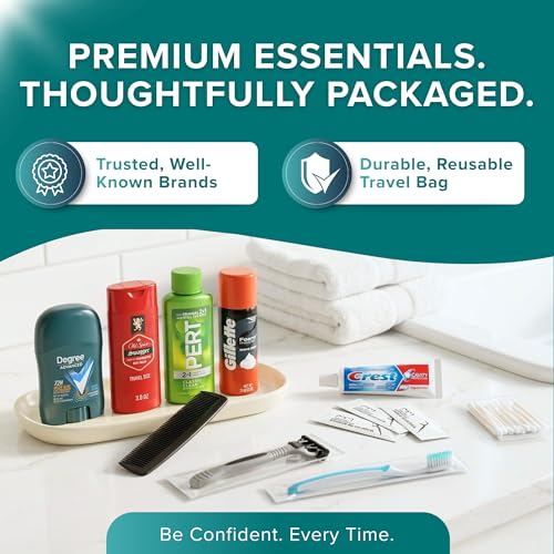 Men's 15-Piece Travel Hygiene Kit with Clear Toiletry Bag