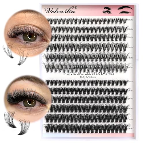 Veleasha Lash Clusters 268PCS Individual Lashes Wispy Brown Clusters Lashes Bottom Lashes Natural Spike D Curl Eyelash Clusters Fluffy Pestañas DIY Eyelash Extensions for Beginner Easy(Hot Style MIX)