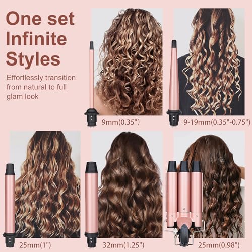 UNOBEY 5-in-1 Curling Wand Set with Interchangeable Barrels