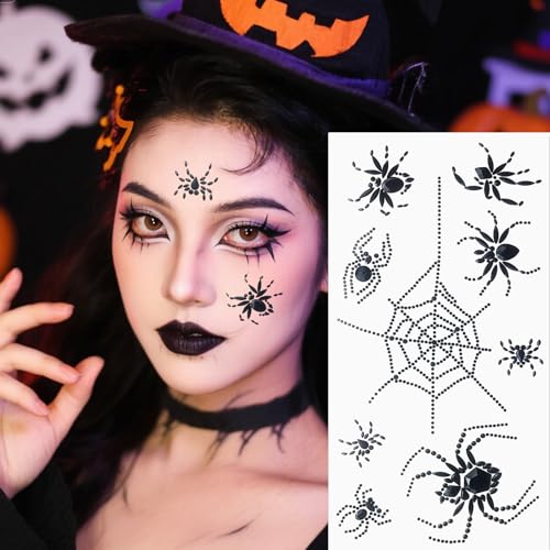 Halloween Spider Face Gems - Black Rhinestone Stickers