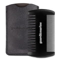 GUARD&MARINE Wooden Beard & Mustache Comb with Fine and Coarse Teeth - Pocket Size - Ideal for Use with Balms and Oils. Stylish and Convenient with a PU Leather Case (black)