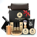 Beard Kit Gifts for Men, Father's Day Birthday Gifts for Men Dad Him, Grooming & Trimming Tool Complete Set, Beard Care Kit with 2 Beard Growth Oil/Balm/Brush/Comb/Shaving Soap/Cup&Storage Bag