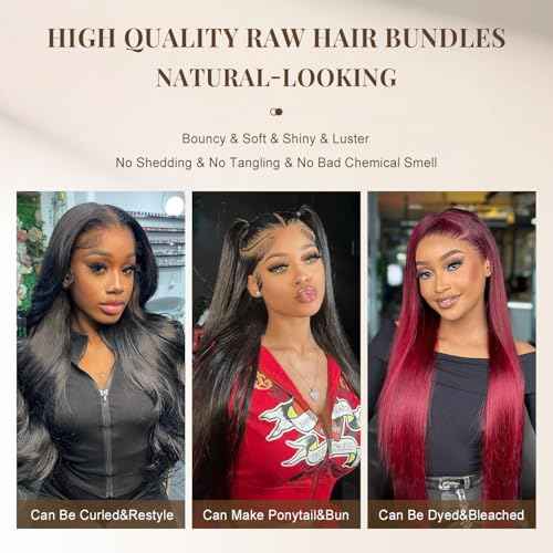 Straight Human Hair Bundles 10 12 14 Inch 12A Brazilian 3 Bundles Deals Human Hair 100% Unprocessed Virgin Hair Double Machin Weft for Black Women Natural Black Color Hair Extensions