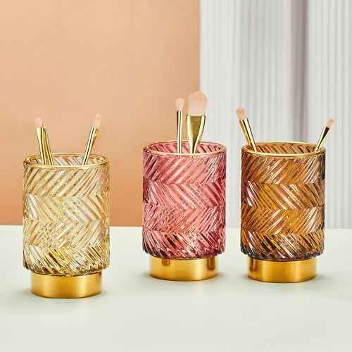 Makeup Brush Holder Organizer,Toothbrush Holders,Desk Pen Pencil Holder,Multifunctional Vintage Glass Brush Cup£¨A40-4-US£©