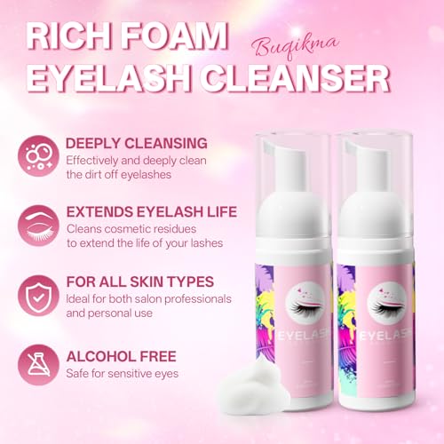 Buqikma Lash Shampoo Kit for Eyelash Extensions