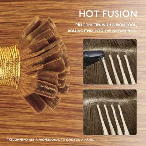WENNALIFE U Tip Hair Extensions Real Human Hair, 50g 50s 20 Inch Auburn Ginger Remy Hair K Tip Invisible Straight Keratin Bond Hot Fusion Hair