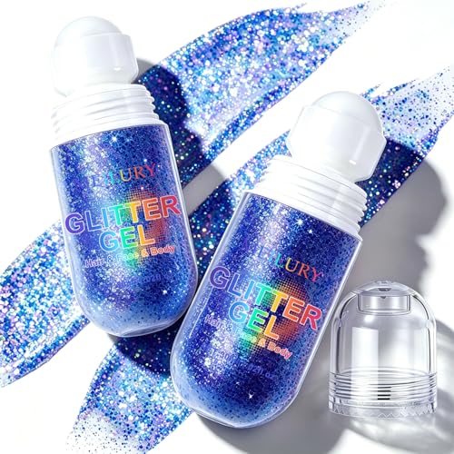 Meilury Holographic Roll-On Body & Face Glitter Gel for Party & Rave Makeup