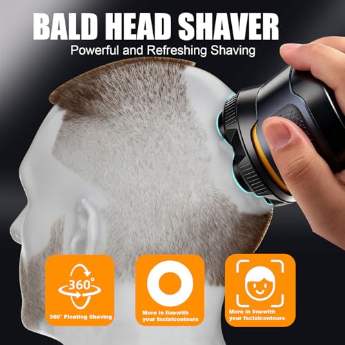 Magnetic 6 Head Shaver Replacement Heads for 6D Magnetic Electric Shaver Razor Universal Shaver Replacement Head for Bald Men and Face (Black(2PACK))