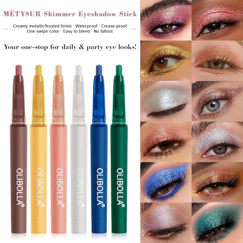 Shimmer Eyeshadow Stick Waterproof - 12 Colors Metallic