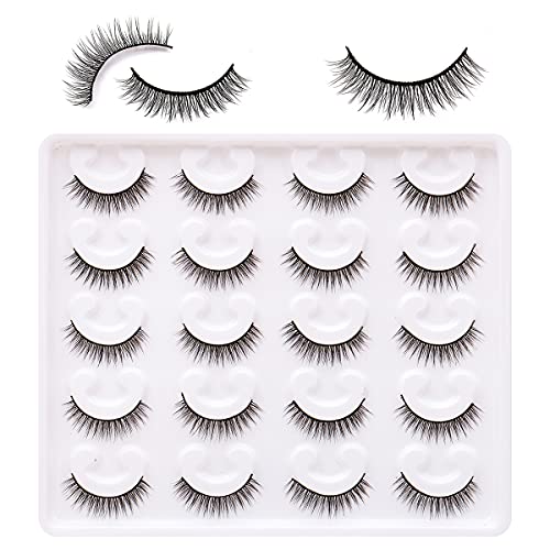 6D Wispy Short Lashes 10 Pairs - Natural Look, Reusable Fake Eyelashes