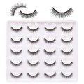 6D Wispy Short Lashes 10 Pairs - Natural Look, Reusable Fake Eyelashes