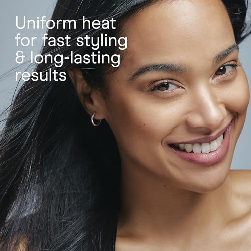 Conair Double Ceramic Hair Straightener Brush, Heated Straightening Brush for Smooth, Shiny Hair, V-Shaped Heated Bristles for Closer Contact, 5 LED Heat Settings, Dual Voltage, White