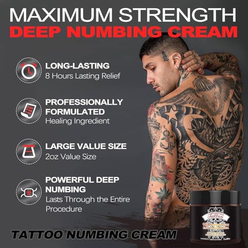 Maximum Strength Tattoo Numbing Cream - 8 Hour Pain Relief