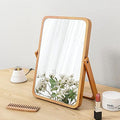 Vintage Wooden Table and Wall-Mounted Makeup Mirror - 8x11 inch
