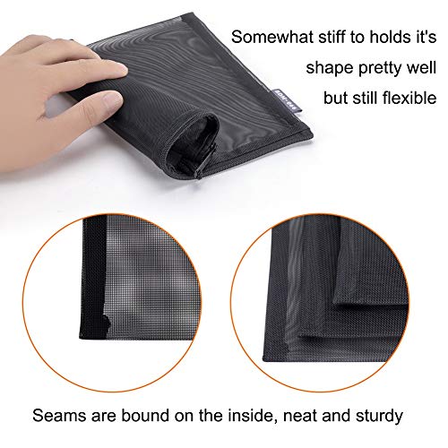 HRX Mesh Makeup Bags 6-Piece Set (A5 & A6) - Black