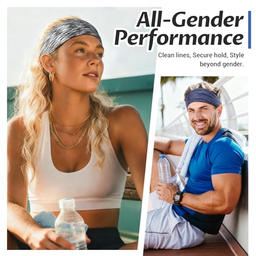 Non-Slip Workout Headbands 6 Pack, Moisture-Wicking Sweatbands