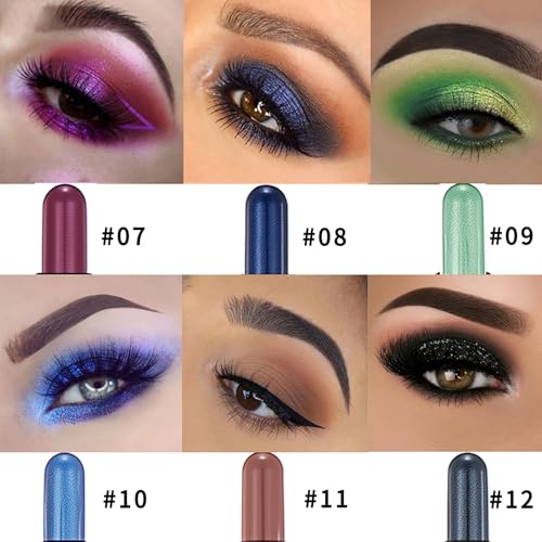 Light Copper Shimmer Dual Ended Eyeshadow Stick 12 Colors Matte and Shimmer Waterproof Long Lasting Creamy Eyeshadow Pencil for Smokey Eye Natural Everyday Makeup