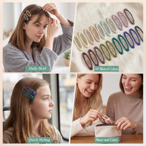 obeoby 30 Count Large Snap Hair Clips - 2.7 Inch Metal Barrettes