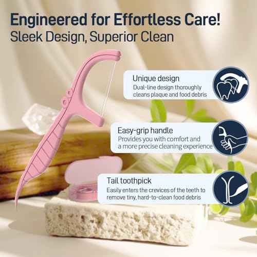 Holy Rose Pink Dental Floss Picks with Micro Travel Case - 5-Box Pack (10 Double String Flossers Each) - Easy Teeth Clean for Adults, Perfect for Home and On-The-Go Flossing