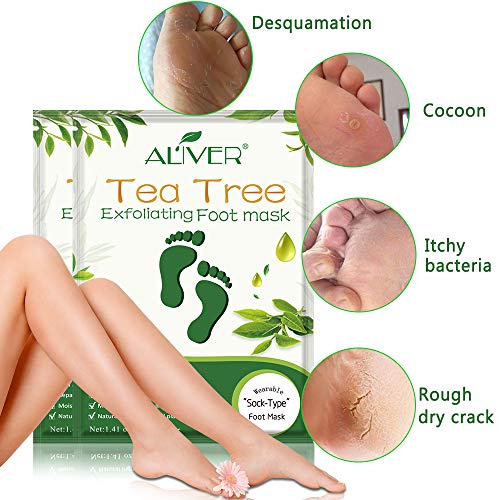 ALIVER Exfoliating Foot Peel Mask 3 Pack - Tea Tree Callus & Dead Skin Remover