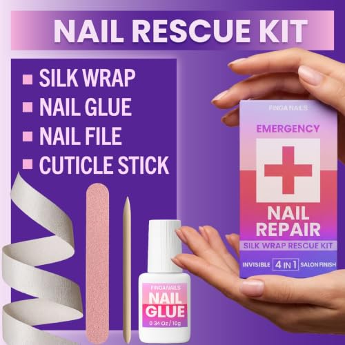 Silk Nail Wrap Kit for Broken Nails with Glue & File - Nail Repair Set