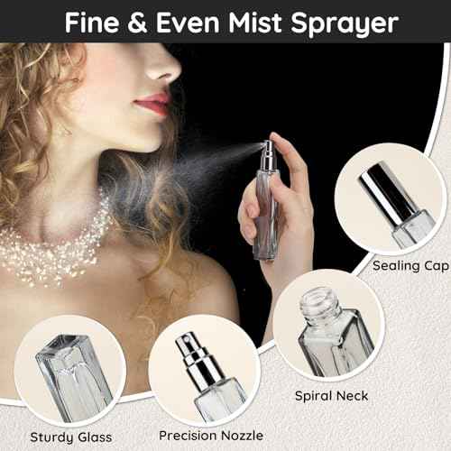 Segbeauty Glass Perfume Bottle Set, 5 Pack of 10ML Portable Perfume Travel Refillable, Empty Atomizer Sprayer for Perfume Cologne Dispenser, Travel Sample Bottles Perfume Making Kit with Refill Tool