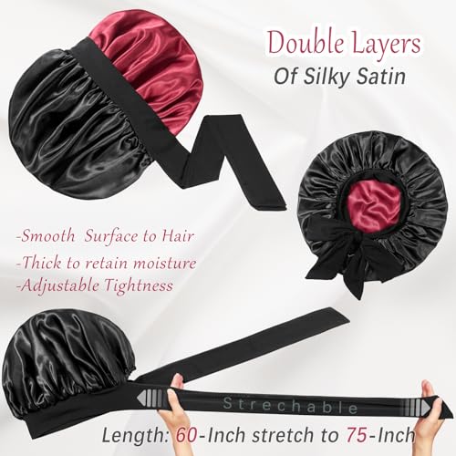 Double Layer Silk Satin Bonnet for Curly Hair & Braids