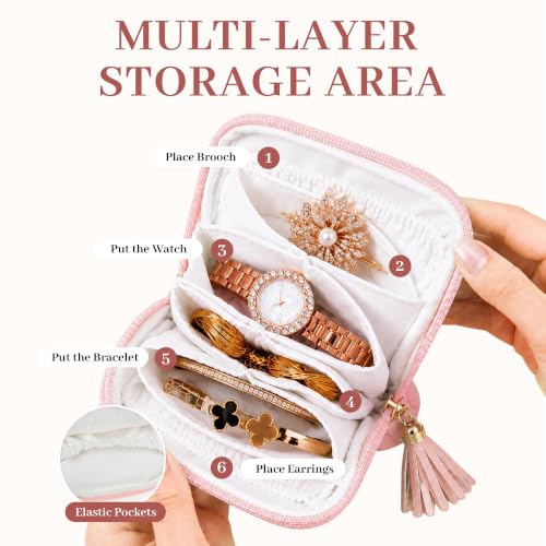 Small Travel Jewelry Case, Organizer Pouch Bags with Zipper
