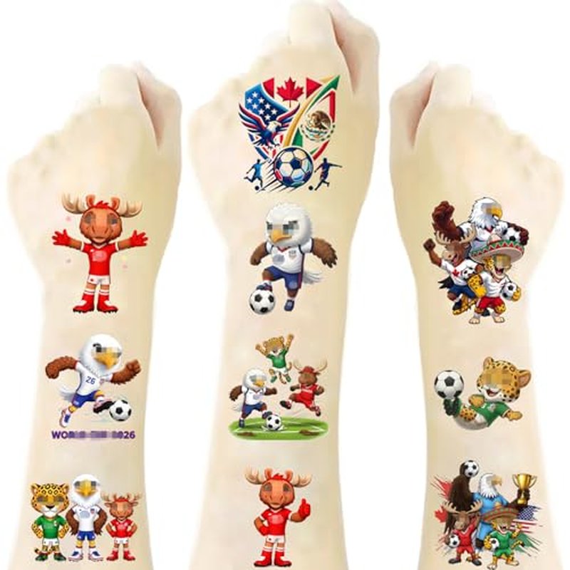80 Pcs World Cup 2026 Temporary Tattoos - Waterproof Sports Designs