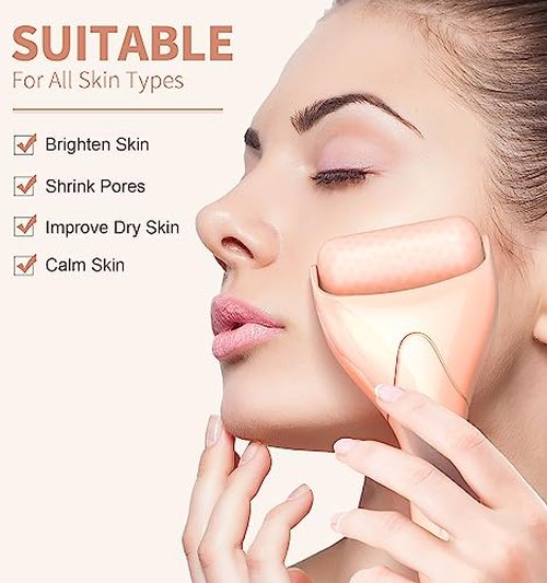 CUPID CARE Ice Roller for Face [2-Rollers], Ice Face Roller Ice Compress Facial Roller Massager for Beauty, Calms Skin, Face Roller Skin Care Tool Woman Gifts | Apricot Pink