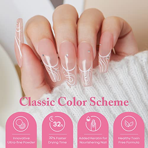 AzureBeauty Dip Powder Set 6 Pcs Nude Pink & Translucent Sheer Colors Jelly Pink Variation