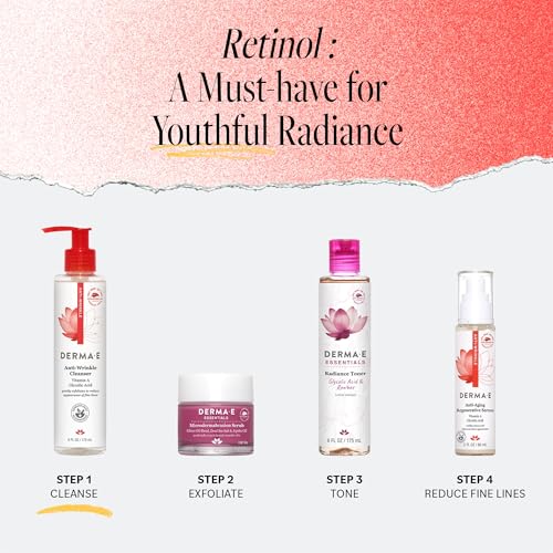 Derma E Anti-Wrinkle Cleanser ? Anti-Aging Face Wash with Glycolic Acid and Vitamin A ? Gentle Cleansing and Exfoliating Facial Wash Removes Makeup, Oil and Impurities, 6 oz