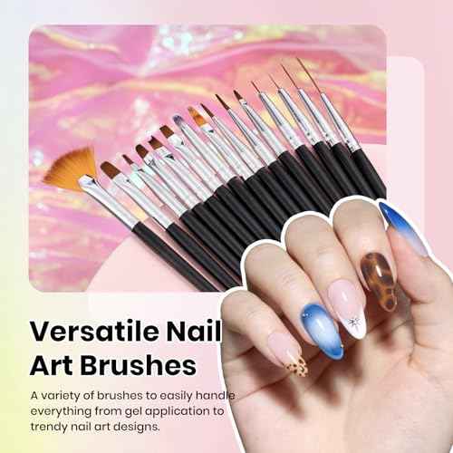 Beetles Nail Art Brushes 25pcs - Confetti Nail Art Pens Daul Ended Dotting Tools Striping Liner Brushes for Nails 3D Flower Sculpting Tools with Palette Brush Holder DIY Home Salon Manicure Design Set
