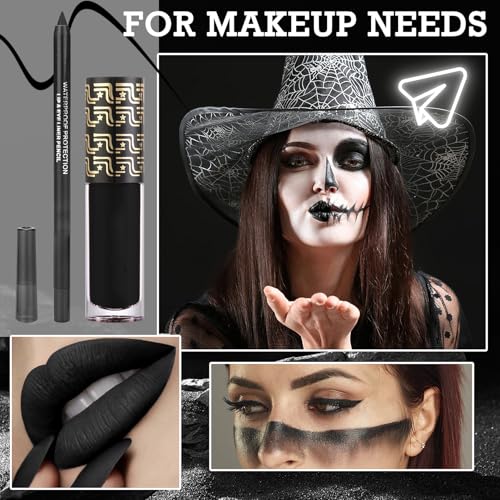 Black Matte Lipstick & Lip Liner Set - Waterproof, Long-Lasting