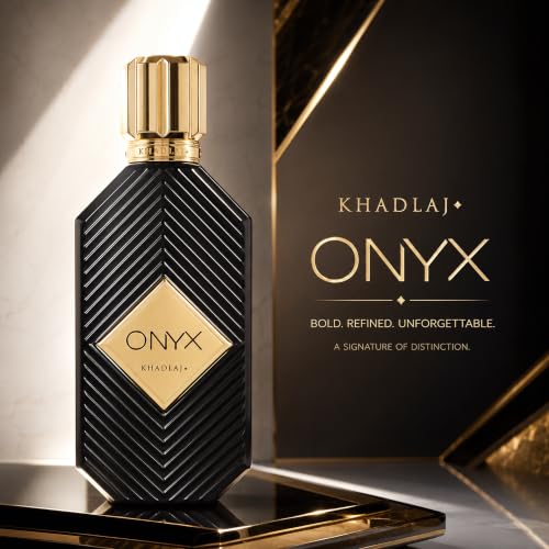 Khadlaj Onyx Gold Unisex Eau de Parfum Spray 3.4oz – Aromatic, Sweet, Powdery, Musky Fragrance