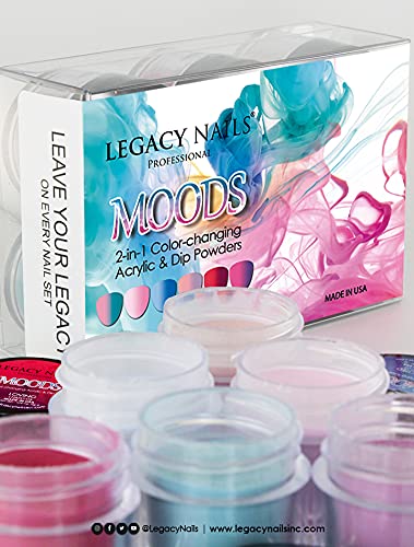 Legacy Nails Professional COLLECTION Acrylic Powder Kit 6 Colors Nail Art Set for Manicure DIY for Dip & Acrylic Nail Extensions (MOOD COLLECTION)