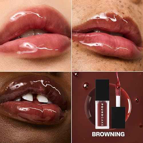 POUND CAKE Cake Theory: Lip Tone Equalizing Oil | For Balanced Lip Color | Hydrating and High-Shine Blurring Lip Oil with Purple Brown Tint | Clean, Vegan, and Moisturizing Formula ? 0.23 oz, Browning