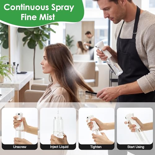 THINTON Continuous Fine Mist Spray Bottle (10oz) - 2 Pack
