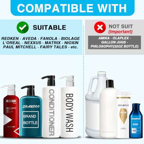 4-Pack Shampoo Pump Dispenser for 28mm/1.1" Bottles