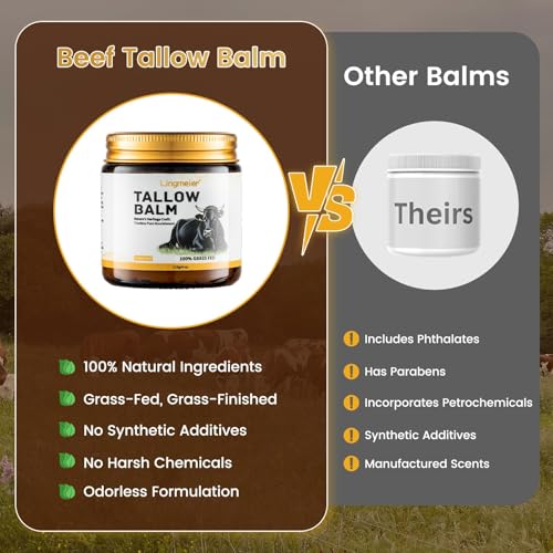 Whipped Beef Tallow and Honey Balm for Skin - Organic Grass Fed Beef Tallow for Face & Body - Natural Unscented Tallow Face Moisturizer for Sensitive Skin, Eczema & Dryness Relief (4 oz)