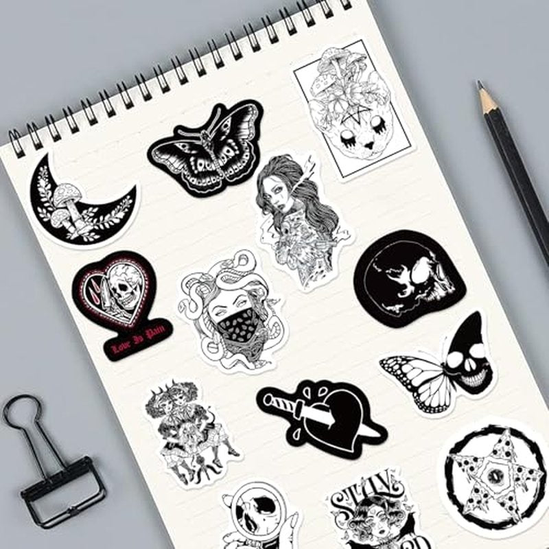 200 Goth Stickers Pack - Waterproof Vinyl Decals for Laptop & Water Bottle