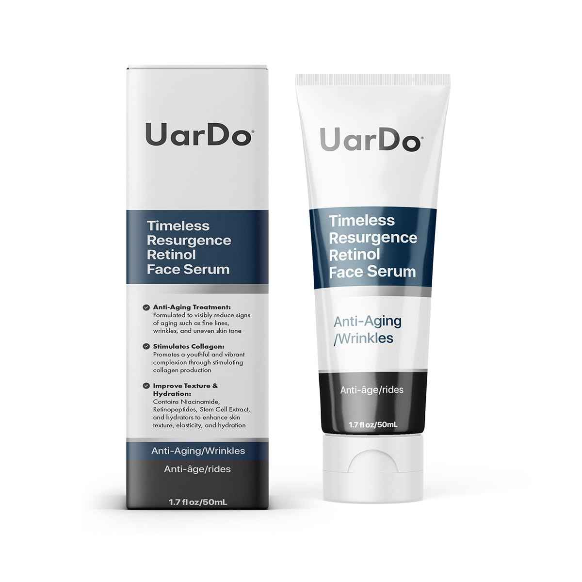 Uardo Timeless Resurgence Retinol Face Serum 1.7 Fl Oz/ 50ml - usn114 | For All Skin Types | Helps with Fine Lines, Wrinkles, & Uneven Skin | For Women and Men