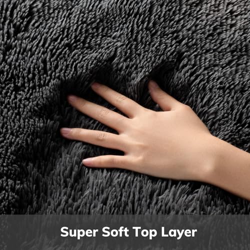 Ophanie 5x8 Black Rugs for Living Room, Fluffy Furry Shaggy Fuzzy Area Rug, Carpets for Bedroom Shag Plush Soft Large, Kids Home Decor Aesthetic