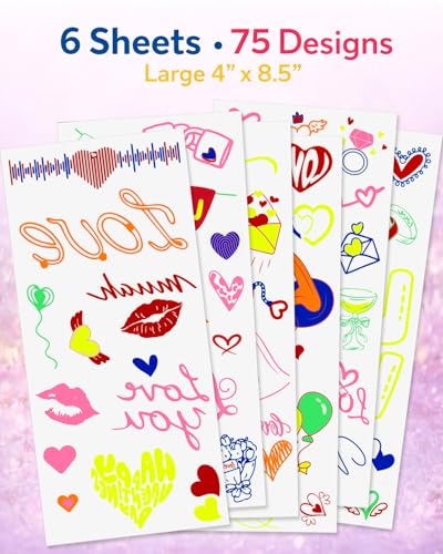 75 Love Temporary Tattoos - Waterproof Heart Rose Designs for Bachelorette Party