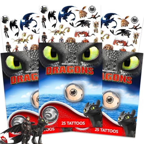 How to Train Your Dragon 75 Temporary Tattoo Set Party Favors