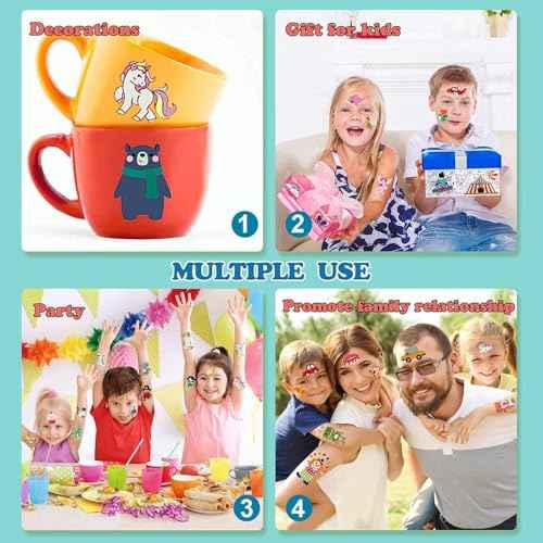 Partywind 380 Styles (30 Sheets) Luminous Tattoos for Kids, Mixed Styles Temporary Tattoos Stickers with Mermaid/Dinosaur/Space/Pirate for Boys and Girls, Glow Party Supplies