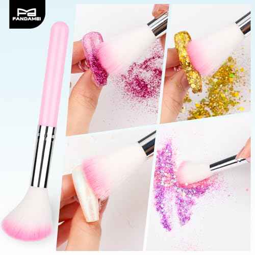 FANDAMEI Nail Tools Kit, 6PCS Nail Brushes for Nail Art, 1PCS Resin Nail Polish Palette, 1PCS Nail Clean Up Brushes, 5PCS Dotting Pen Nail Design Tools, Nail Polish Mixing Palette Nail Art Tools